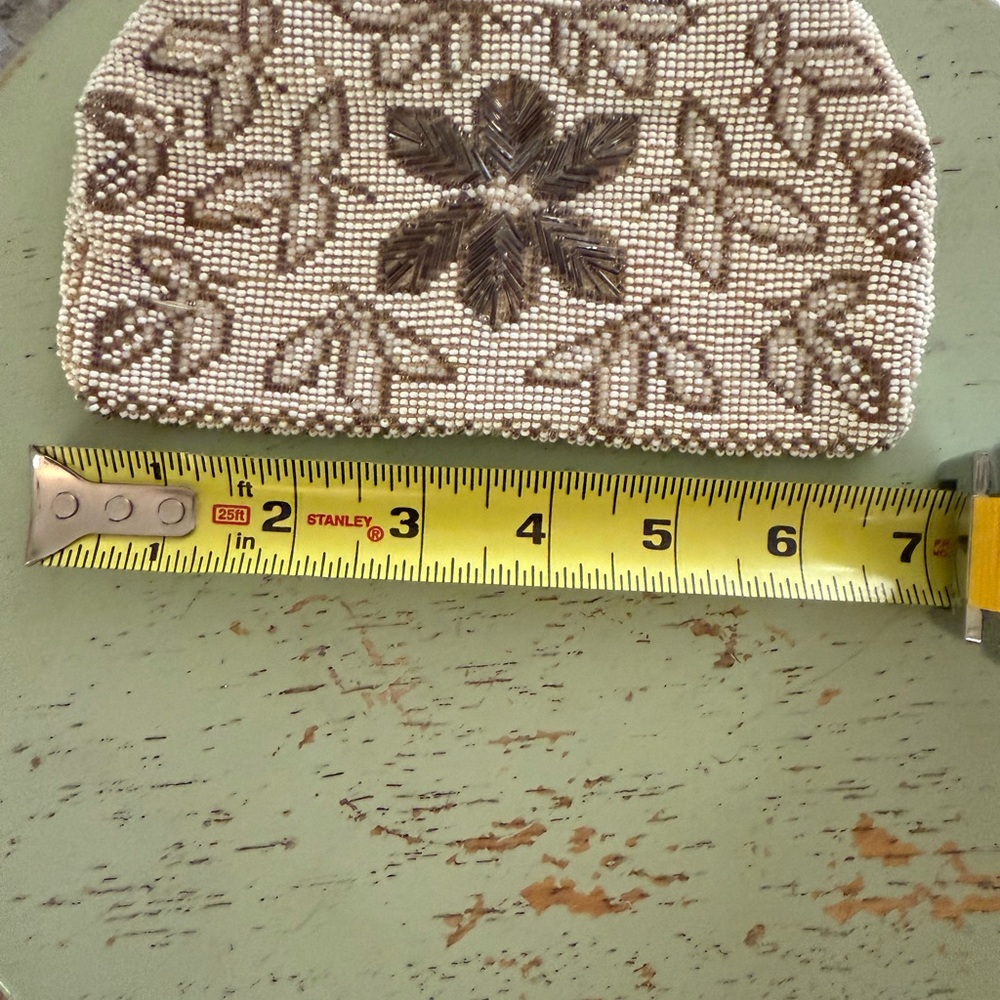 Elegant Beaded Clutch - Cream and Brown - Picture 5 of 8